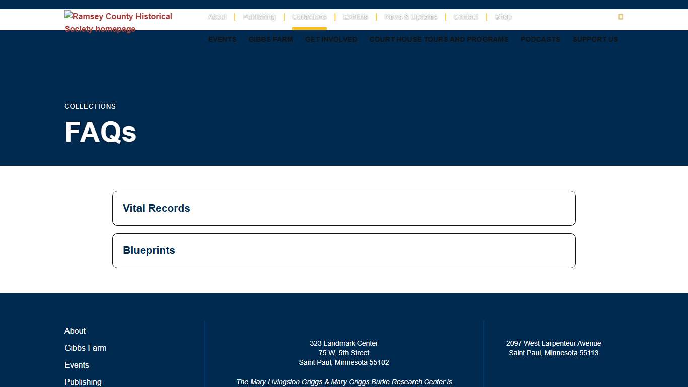 FAQs - Ramsey County Historical Society