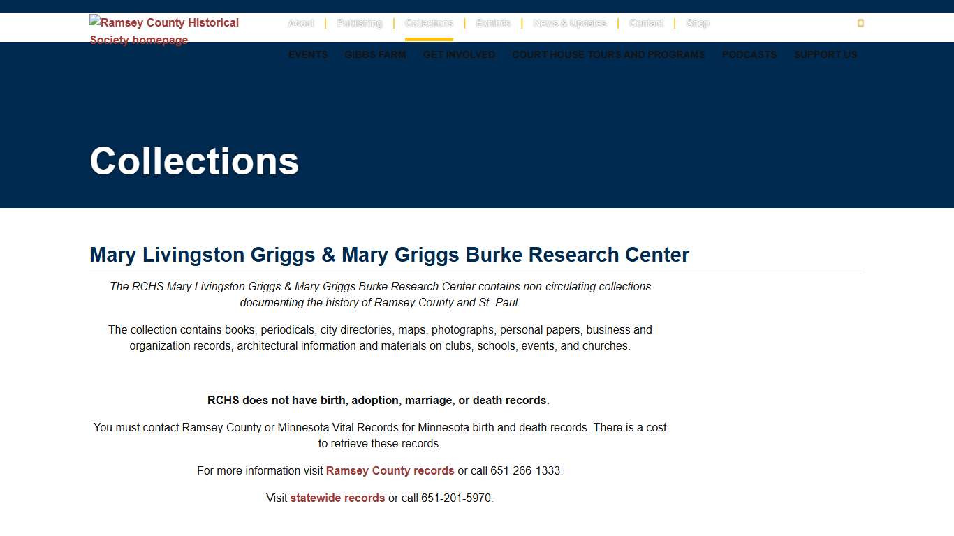 Collections - Ramsey County Historical Society