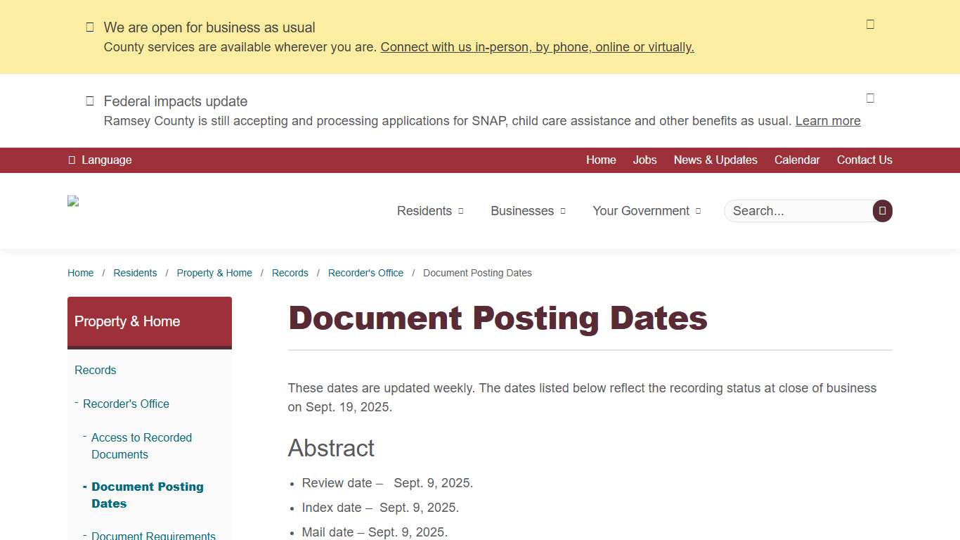 Document Posting Dates | Ramsey County, Minnesota